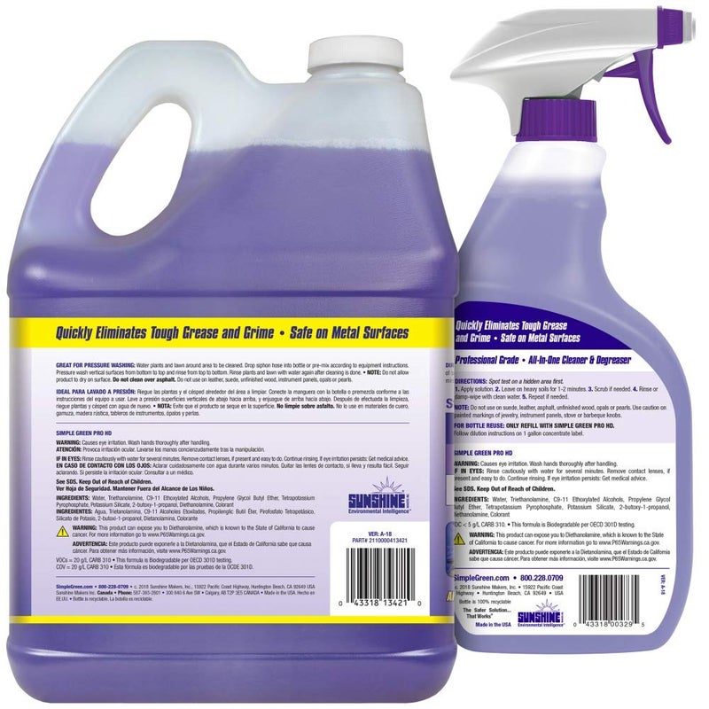 simple green Pro HD Purple Concentrated Cleaner & Degreaser - Heavy Duty, Professional, Automotive, Restaurant, Grills, Ovens (32 oz Spray @Heavy Strength and 1 Gal Concentrate Refill) - Image 2